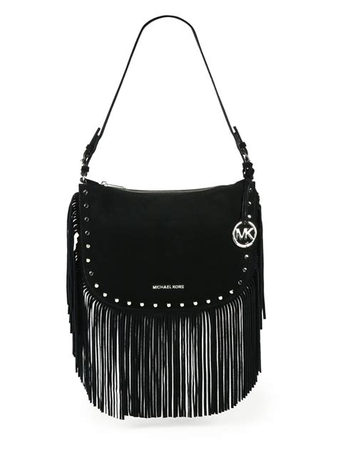 michael kors fringe purse black|Michael Kors purses small black.